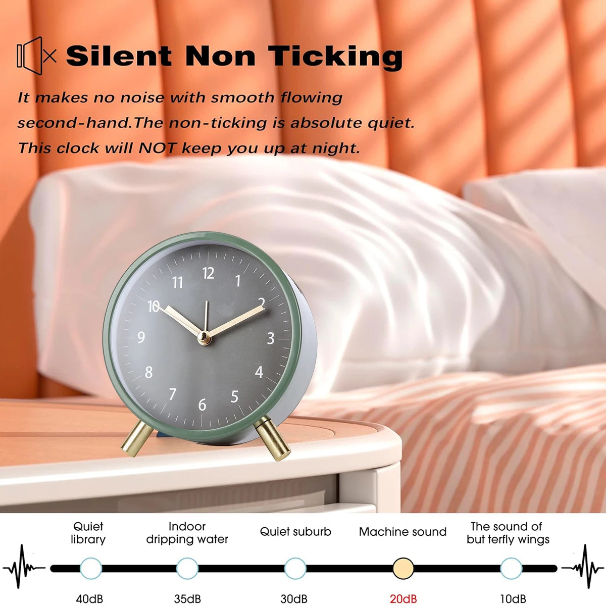 Đồng Hồ Báo Thức Retro Nhỏ Gọn, Không Gây Tiếng Ồn