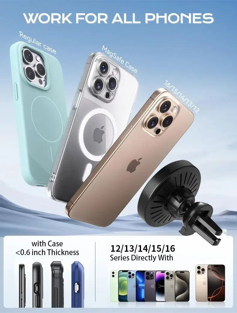 30W Car Wirless Magnetic Charger Air Outlet Phone Holder Stand For iPhone 16 15 14 13 12 Pro Max Fast Charging Cellphone Blacket