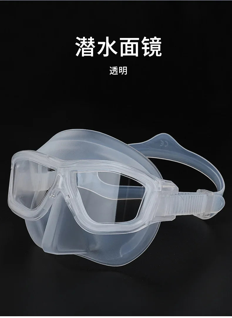 Professi onal Anti-fog HD Large Frame Lens Freediving Snorkeling Eq uipment Scuba Full Face Large Frame Diving   Goggles