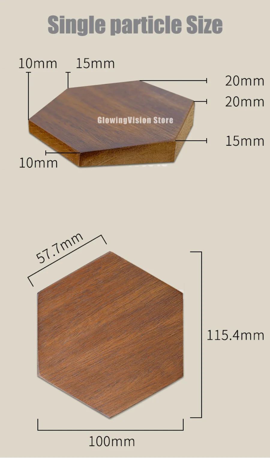 Walnut Wood Mosaic Tile Wall Sticker for TV Background Art Wall Decoration Modern 3D Wood Hexagon Wooden Panel Wall Panel