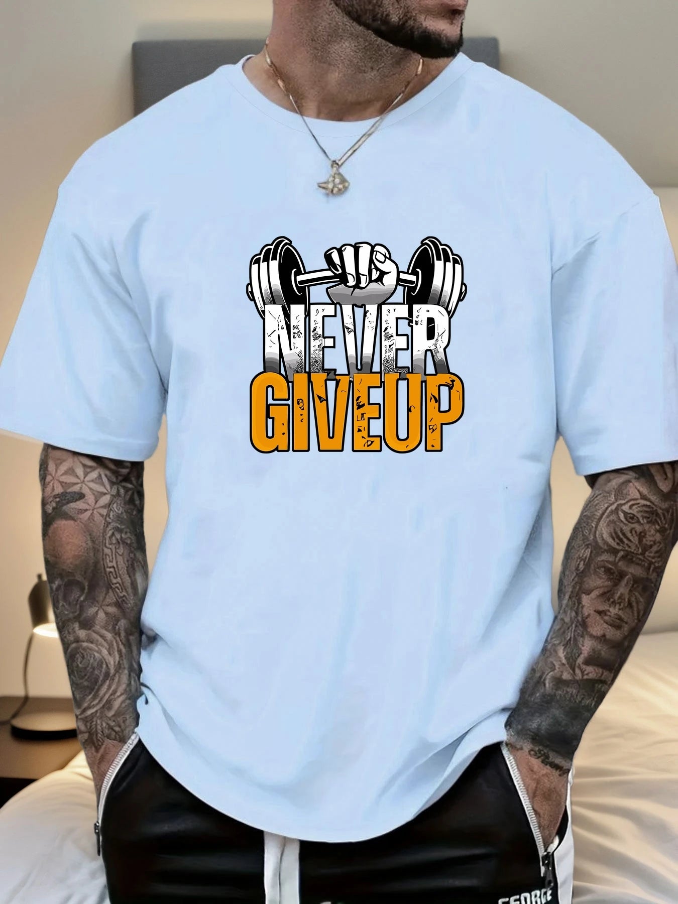 Men's Summer T-Shirt 2025 - Never Give Up 100% Cotton