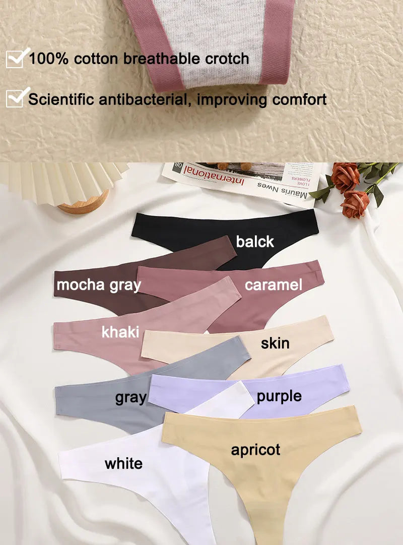 Set of 6 Sexy Low-Waist Seamless Invisible Women's Panties
