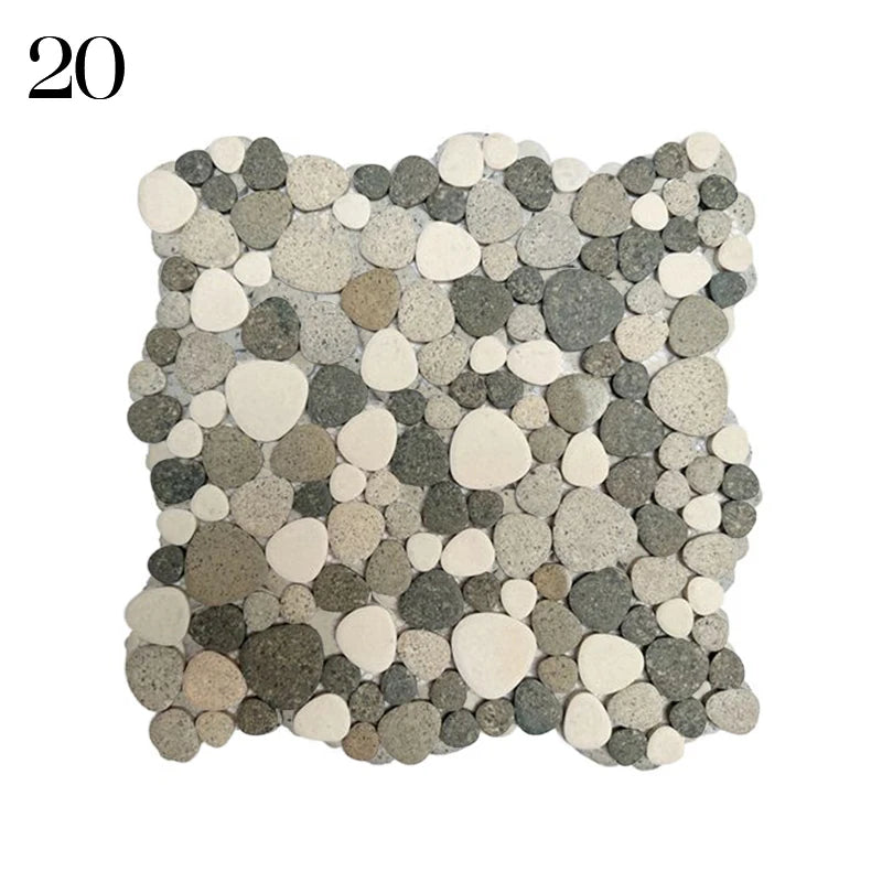 30x30cm Ceramic Pebble Mosaic Tiles Spa Pools Fish Ponds Bathrooms Anti-skid Wear-Resistant Floor Wall Decor Easy Cut Mesh Base