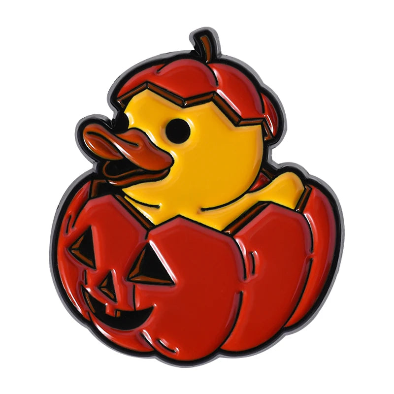 Halloween Pumpkin Animal Enamel Pins Ghost Capybara Grim Reaper Duck Spooky Season Brooches Lapel Badge Jewelry Gift for Friends