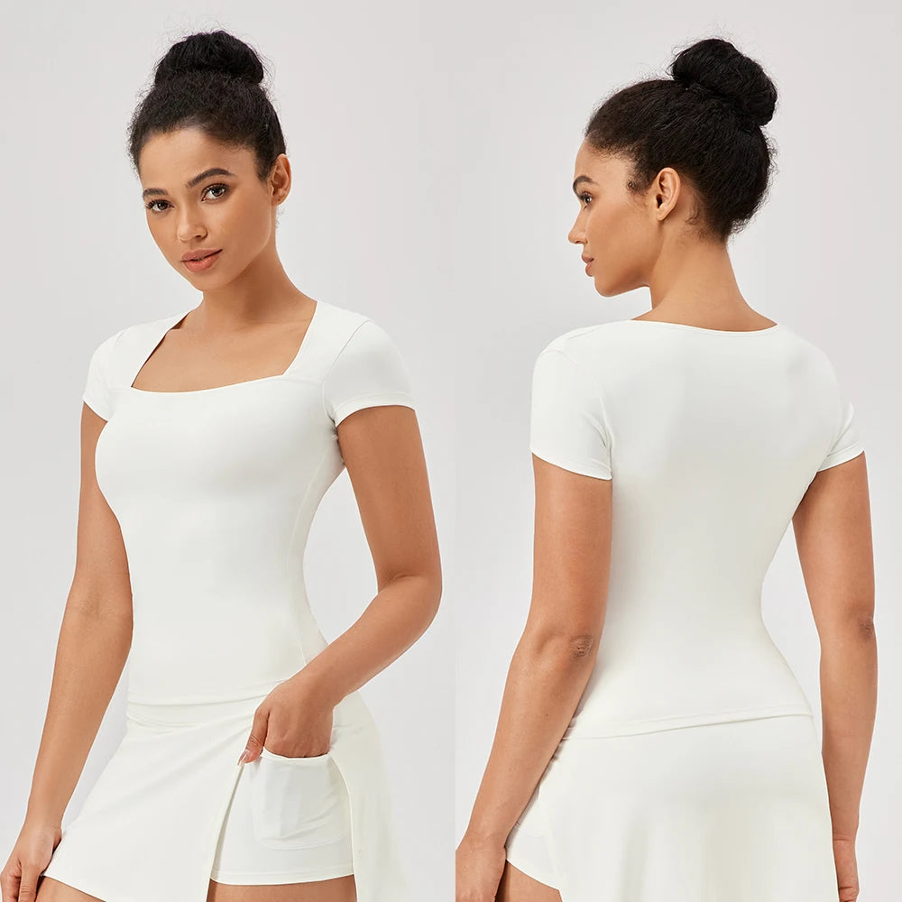 Áo Tập Yoga Nữ - Nhanh Khô, Ngắn Tay, Đa Năng - Daisan Mart