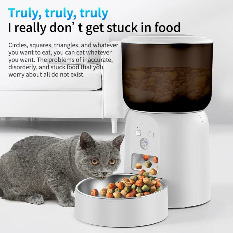 Smart Feeder 3L: HD Camera &amp; Stainless Steel Bowl, Has App