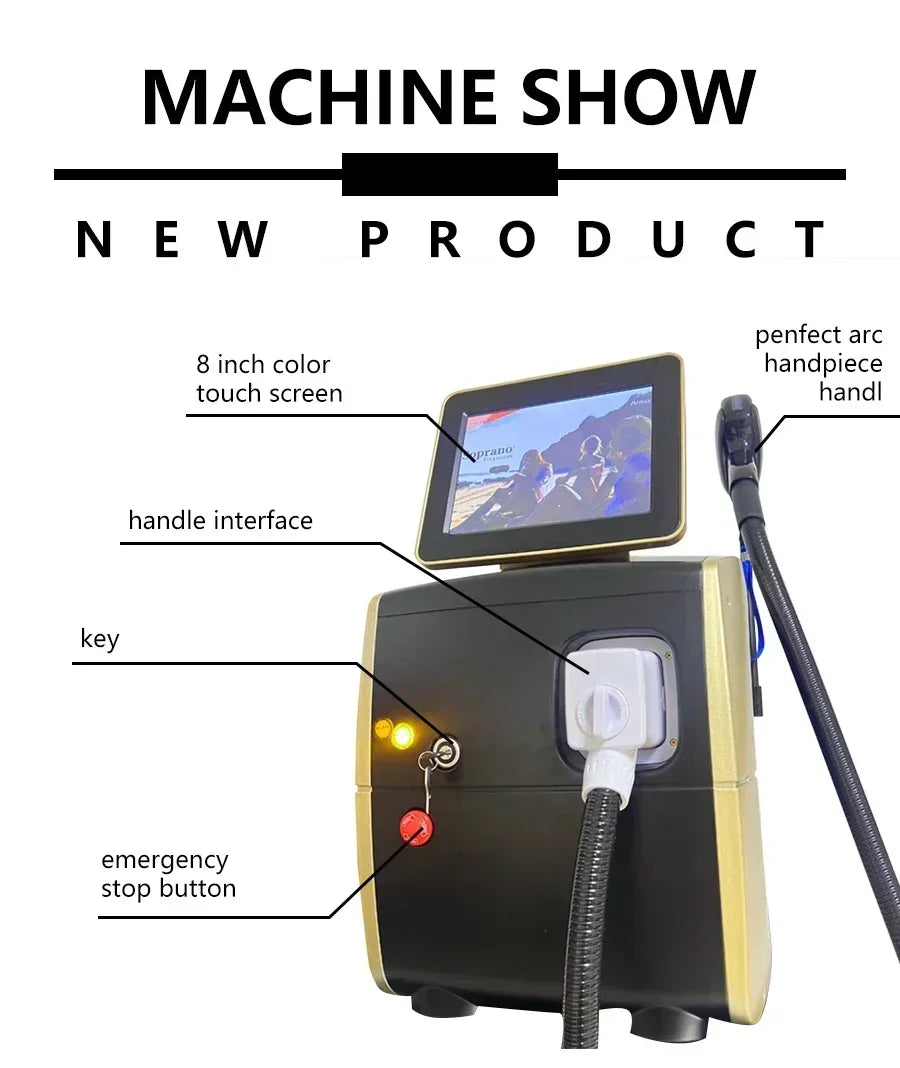 808nm Alexandrite Professional Soprano Diode Ice Titanium Laser Body Hair Removal Machine 4 Wave Device Permanent CE Woman 4000w