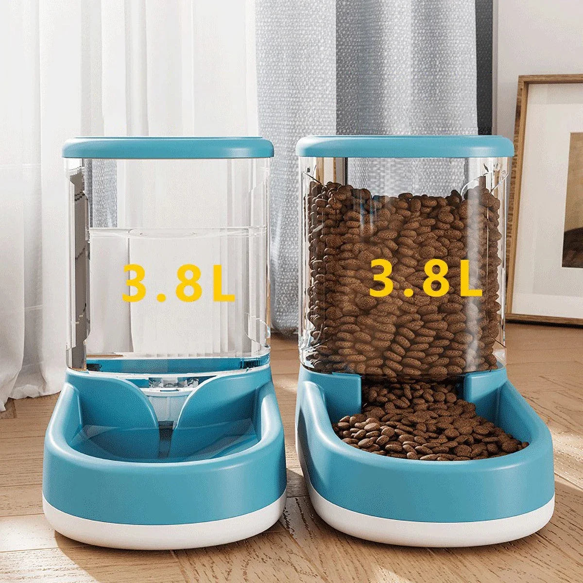 3.8L Large Capacity Pet Feeder Water Modern Design Dispenser Food Grade PP Material Anti Slip Bottom Design for Dog Cat Feeding - Daisan Mart