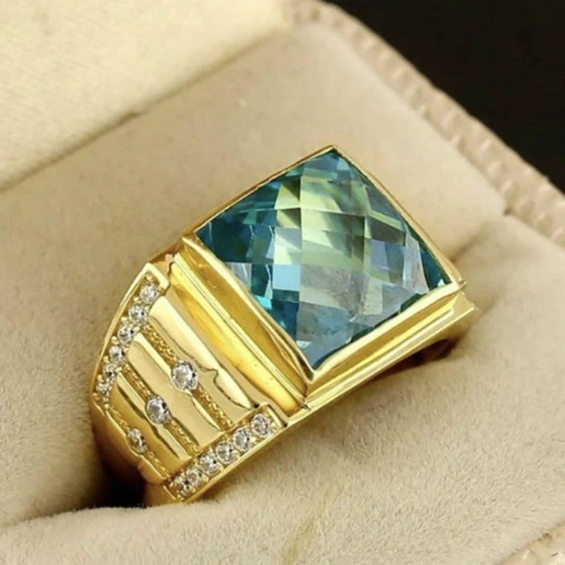 European and American style gold plated gemstone rings for men and women