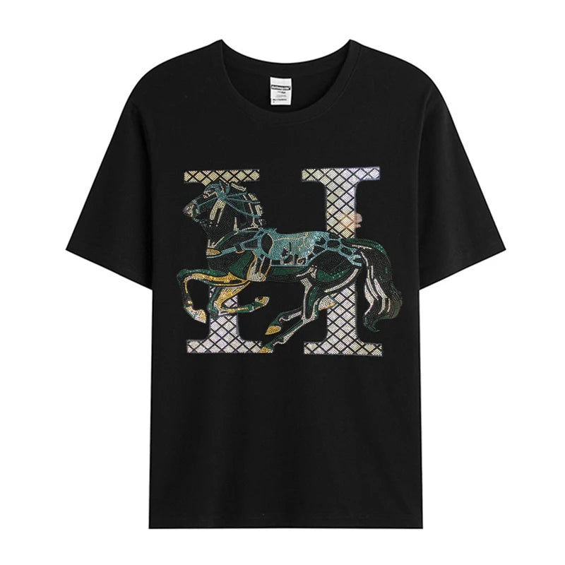 Men's Comfortable Diamond Pattern Cotton T-Shirt