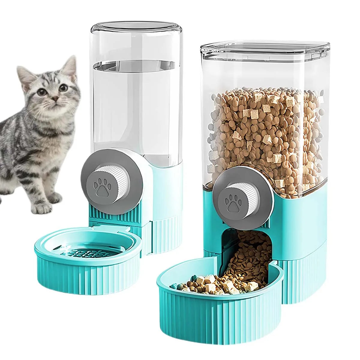 Pet Automatic Water Dispenser and Feeder Set, Hanging Water Dispenser, Automatic Cat Feeder, Dog Cage Hanging Water and Food Supplies, Cat Bowl, Dog Food Bowl - Daisan Mart