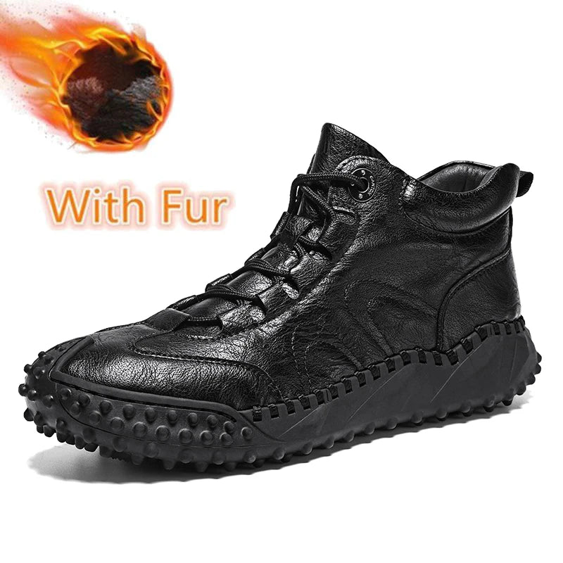 Men's Vintage Handmade Leather High-Top Lace-Up Retro Shoes