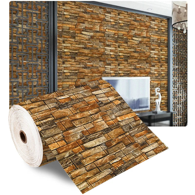 10M stickers Self-Adhesive Panels 3D Soft Crash Foam Wallpaper Imitation Brick Wall Stickers Home Living Room Kid Bedroom Decor