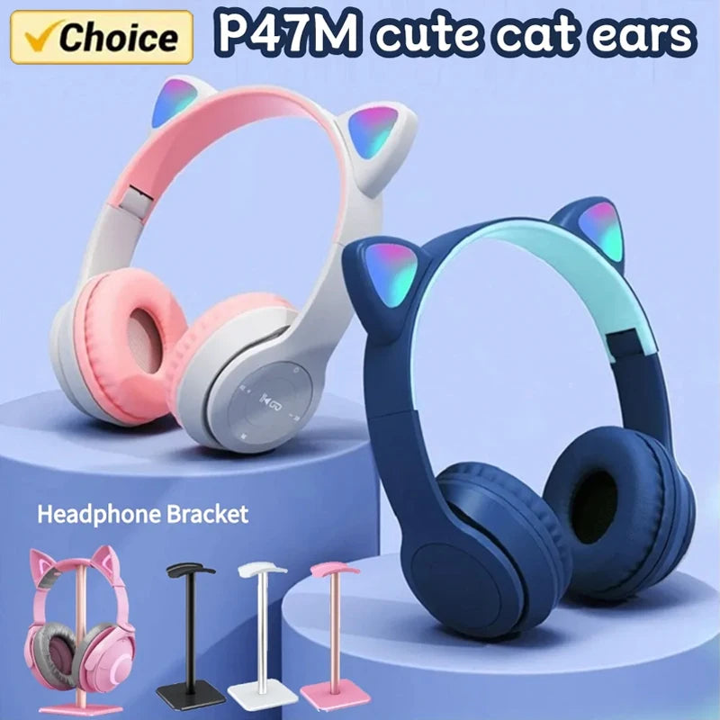 Wireless Bluetooth Cat Headphones Strong Bass For Kids &amp; Adults