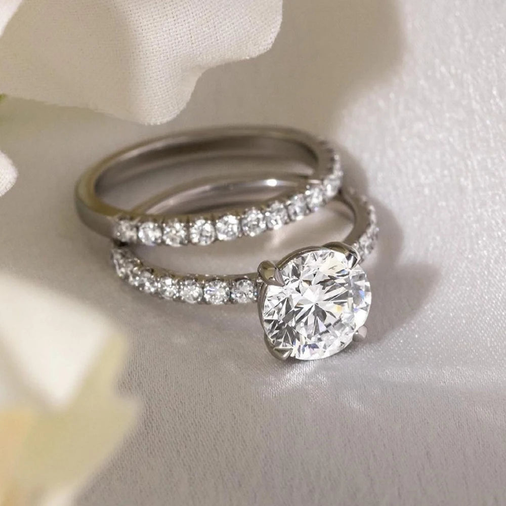 925 Silver Moissanite D Color Women's Wedding Ring With Certificate