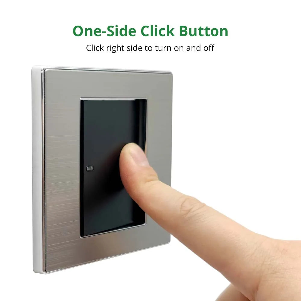 Công tắc đèn âm tường 2 chiều, thép không gỉ, LED.