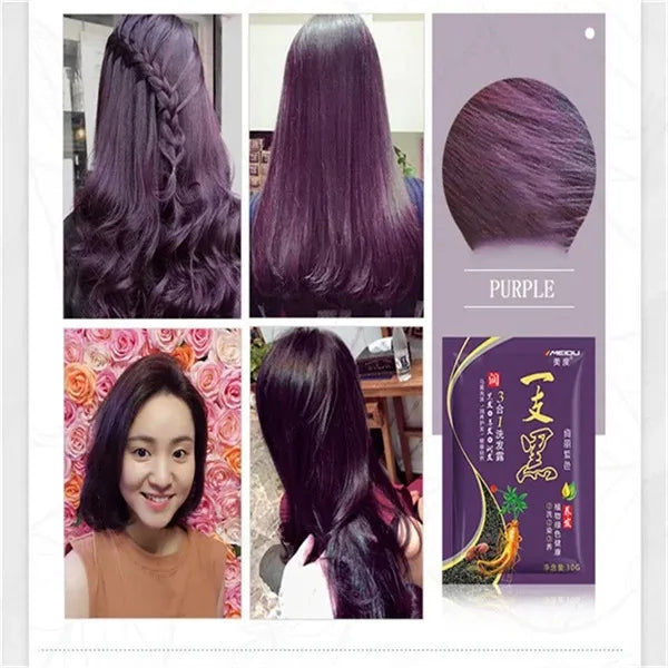 7-Color Herbal Hair Dye Shampoo, Gentle &amp; Long-Lasting