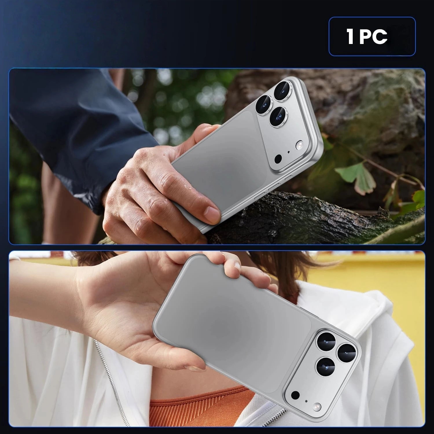 For iPhone17 Pro Max Mobile Phone Camera Lens Protector - [Strong Adhesion] Metal Aluminum Alloy Tempered Glass, Silver Titanium