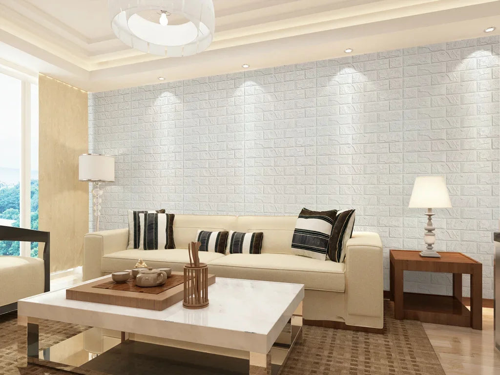 20pcs 35m*38.5cm 3DWall Sticker Solid Color Faux Brick Bedroom Home Decor Waterproof Self Adhesive DIY Living Room Wallpaper