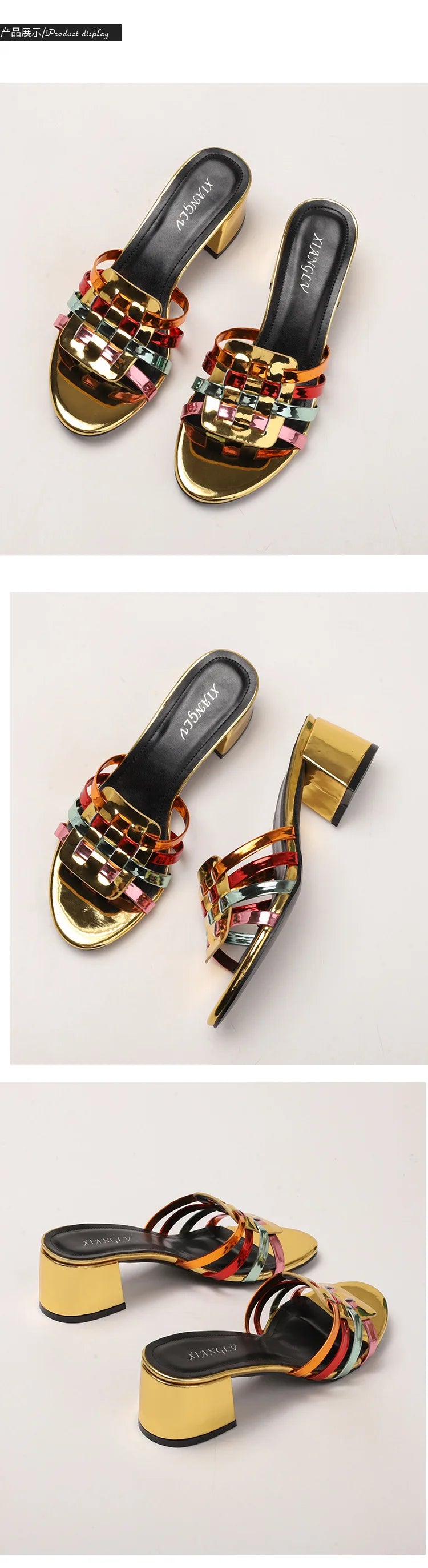 High-end Perforated Women's Flat Sandals with Fashionable Square Heels