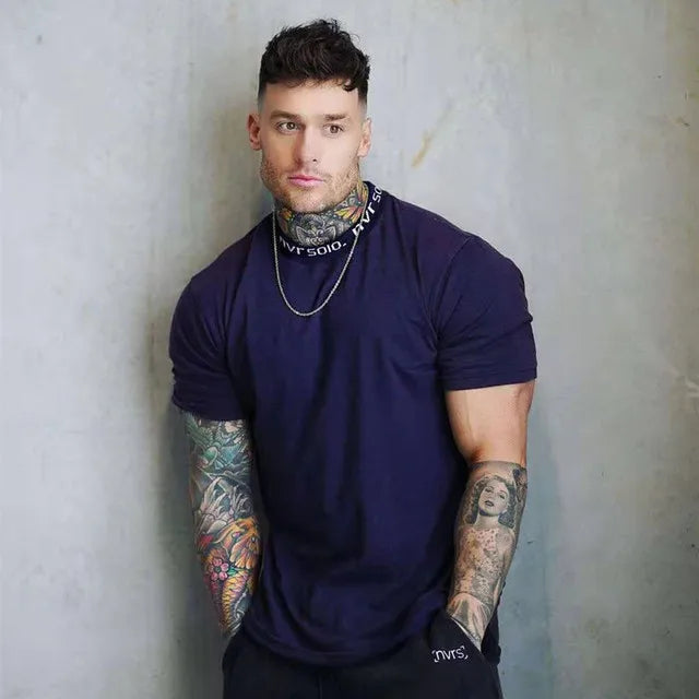 Men's Gym T-shirt Cotton Bodycon Cool 2024