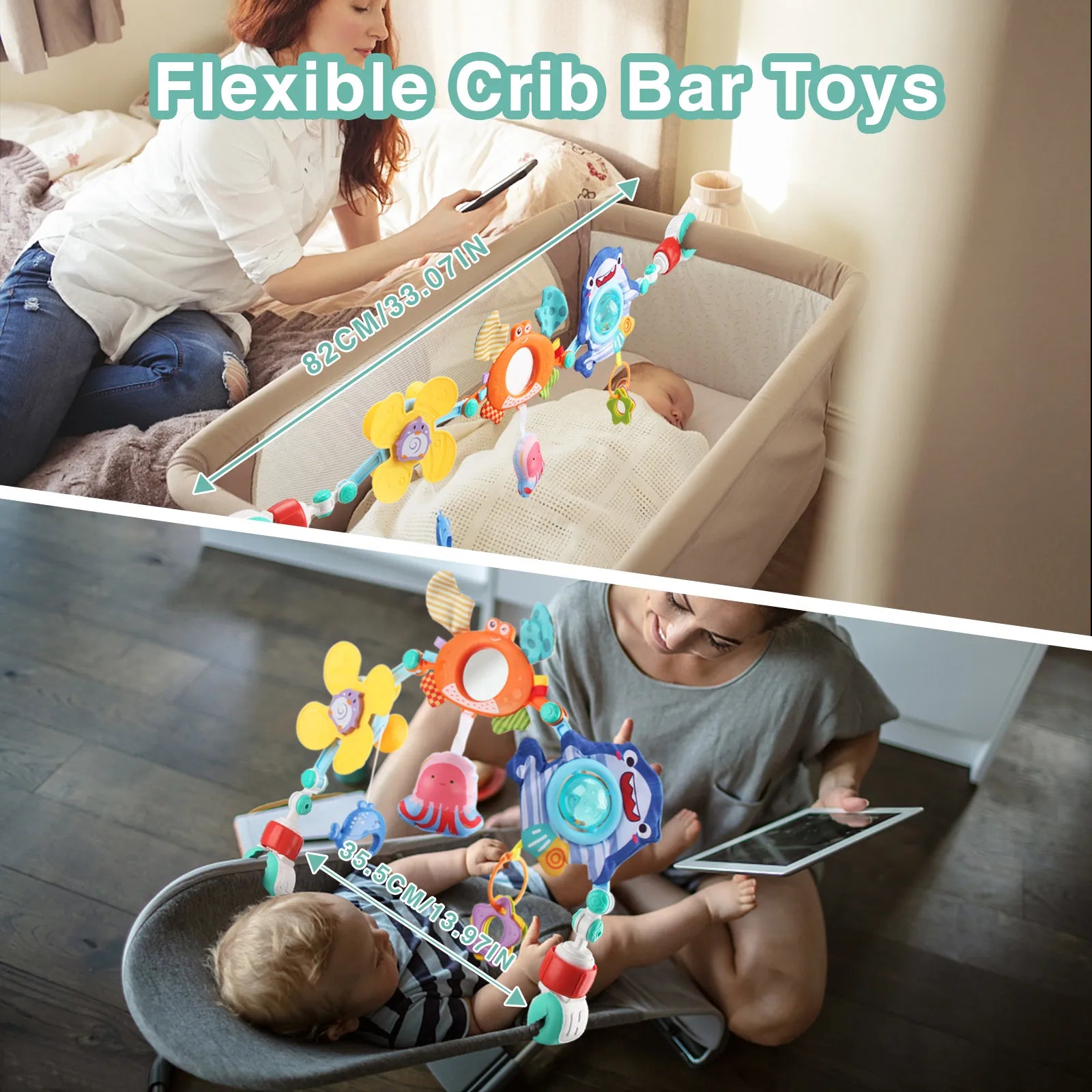 Rainbow Multi-Function Toys for Strollers &amp; Baby Car Seats