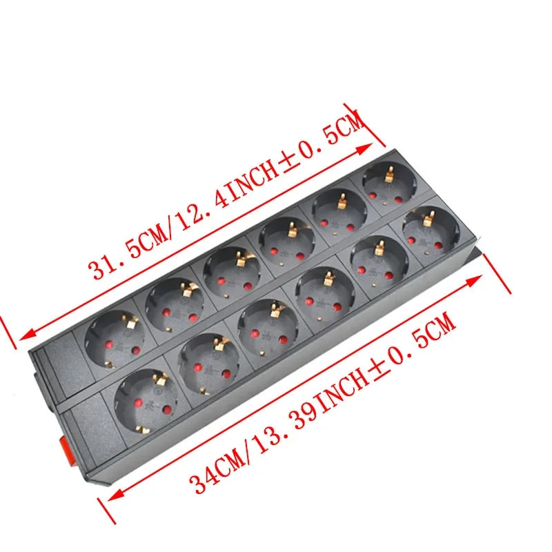 Ổ Cắm PDU Nhôm Tủ Điện 2-10 Ổ Chuẩn Đức Có Công Tắc - Daisan Mart