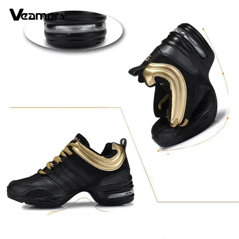 Giày Nhảy Nữ Thể Thao Đế Mềm Thời Trang Đen Thoáng Khí