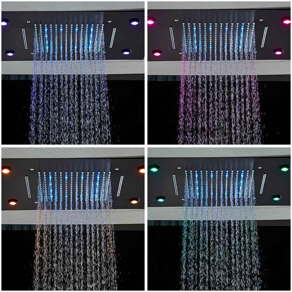 14x20 Inch LED Thermostatic Shower System With Hand Shower