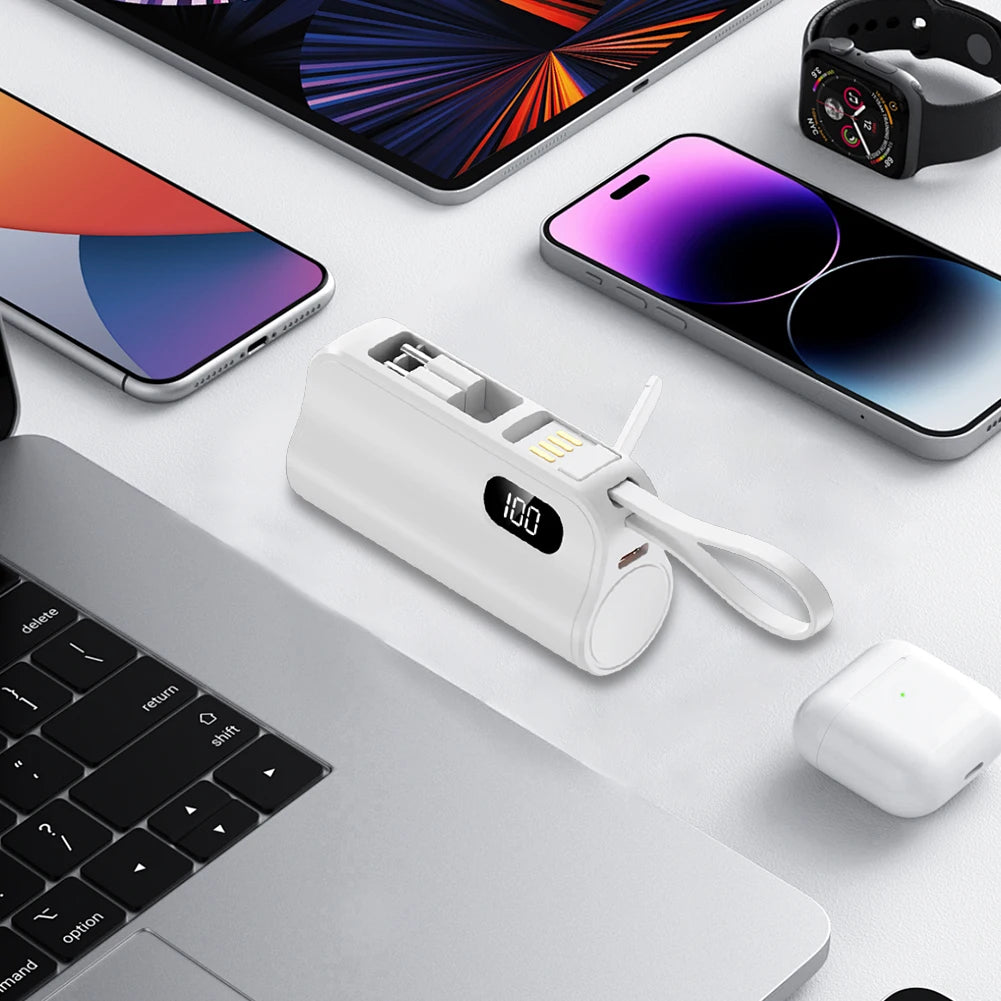 2in1 10000mAh Mini Power Bank with USB-C Holder