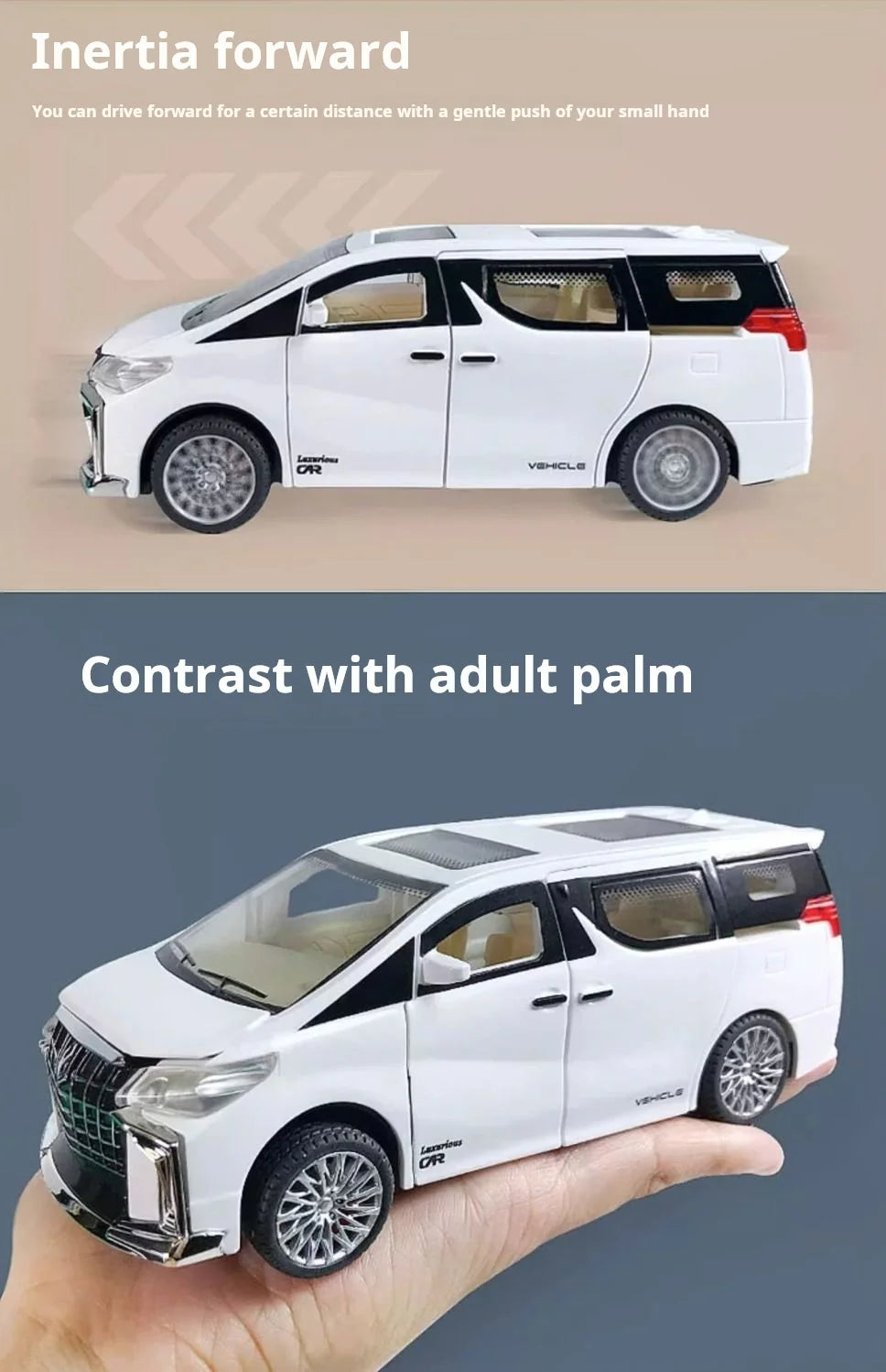 Children's pull-down model car that lights up and plays music