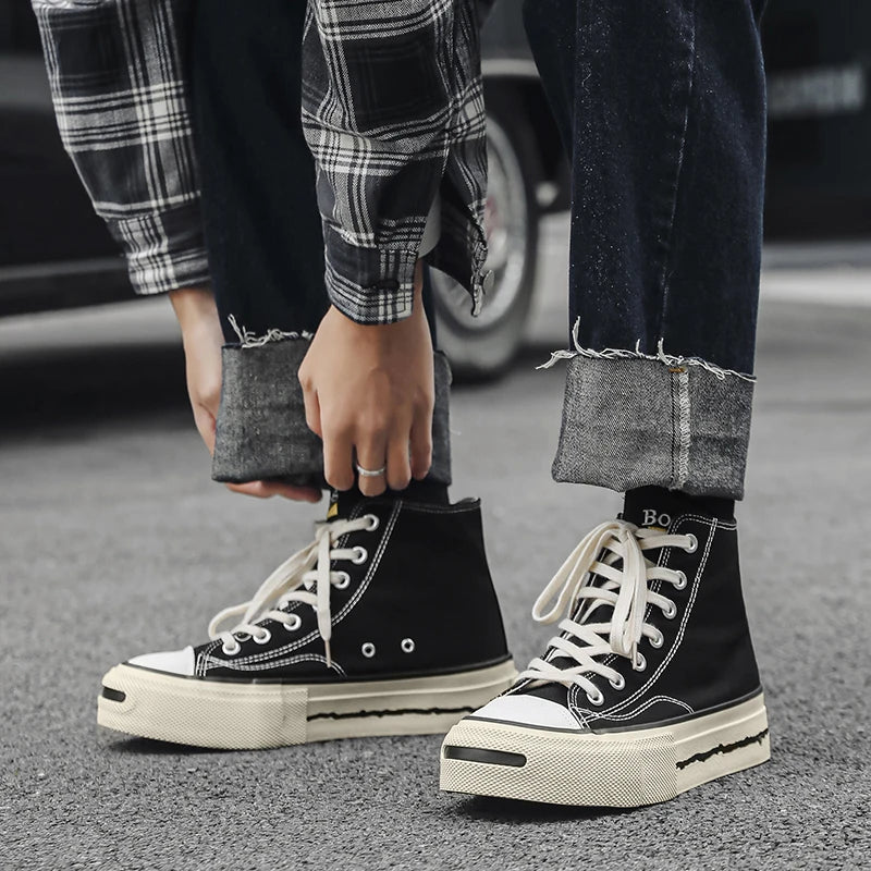 Giày Sneaker Nam Cổ Cao Phong Cách Đường Phố Xanh