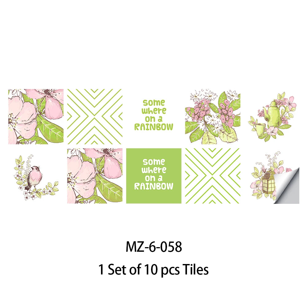 10 Pieces PVC Blue Gray Brick Wall Stickers