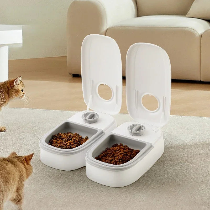 Pet Automatic Timing Feeder 700ML Large Capacity Dry Wet Food Container Electric Dog Double Dish Bowl For Cats Dogs Feeders Bowl - Daisan Mart