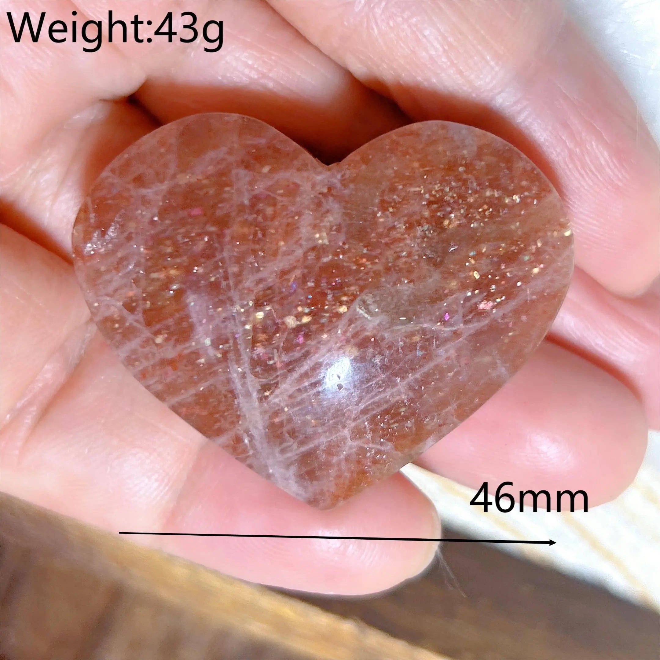 Natural Sunstone Heart Shaped Healing Decoration