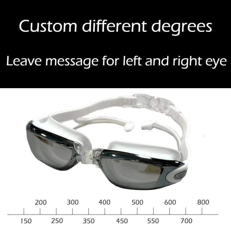 Kính Bơi Cận Thị HD Chống Mờ -8.0 Độ, Đa Dạng Tuỳ Chọn