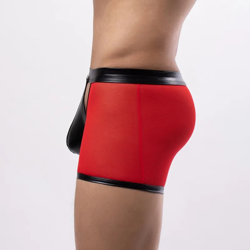 Quần Lót Nam Lưới Trong Suốt Da Giả Tháo Rời