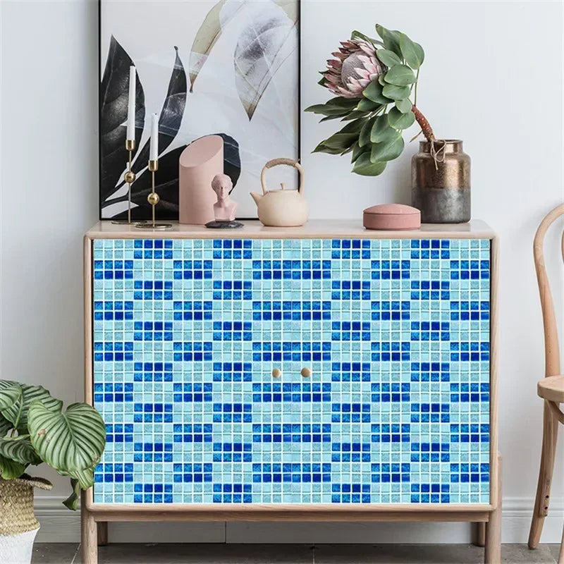 10pcs/set Marble Mosaic Tiles Wall Sticker Transfers Flat Covers for Kitchen Bathroom Stitching Stickers Self-adhesive Removable