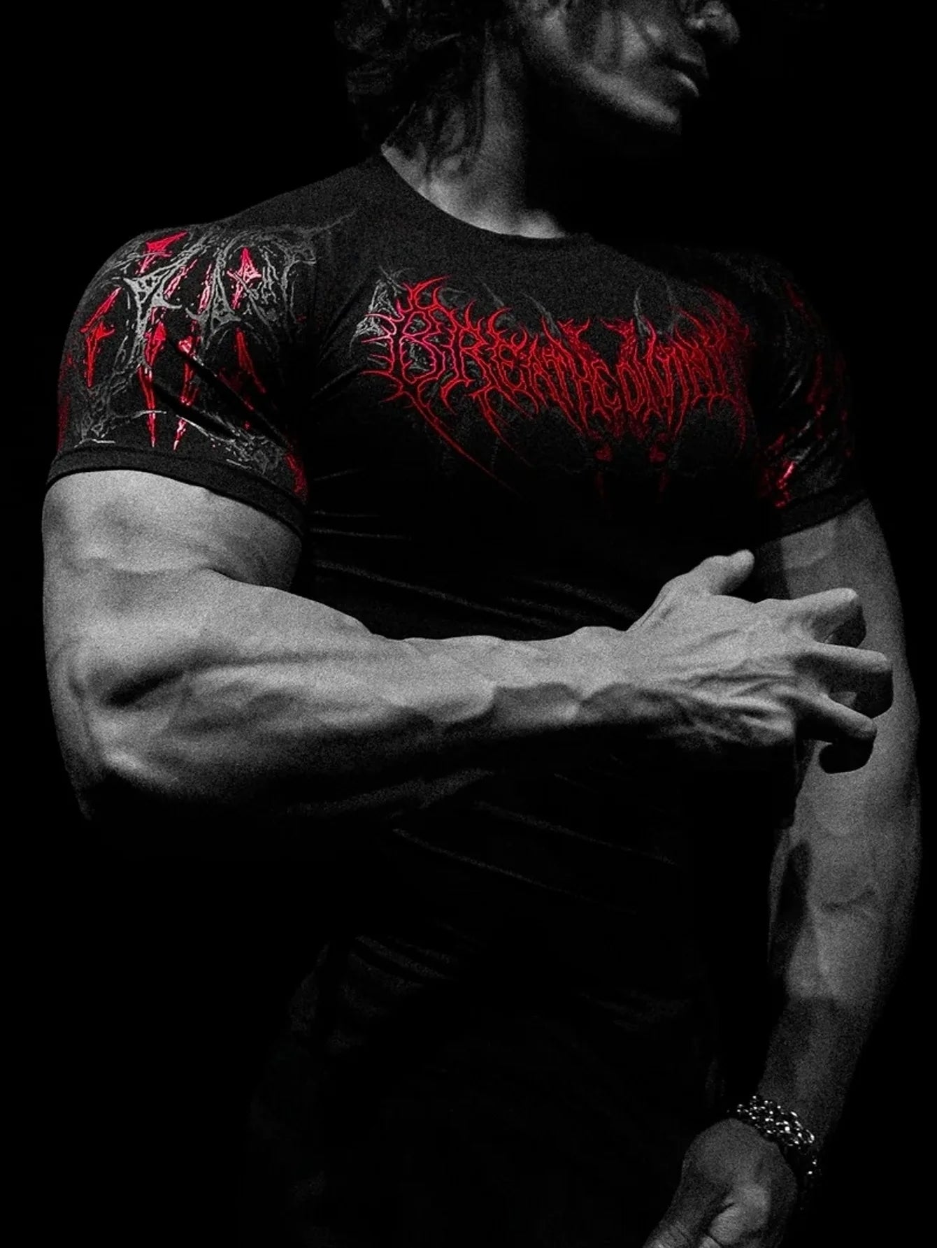 Men's Gym Sports T-Shirt Quick Dry Body-hugging Workout Shirt