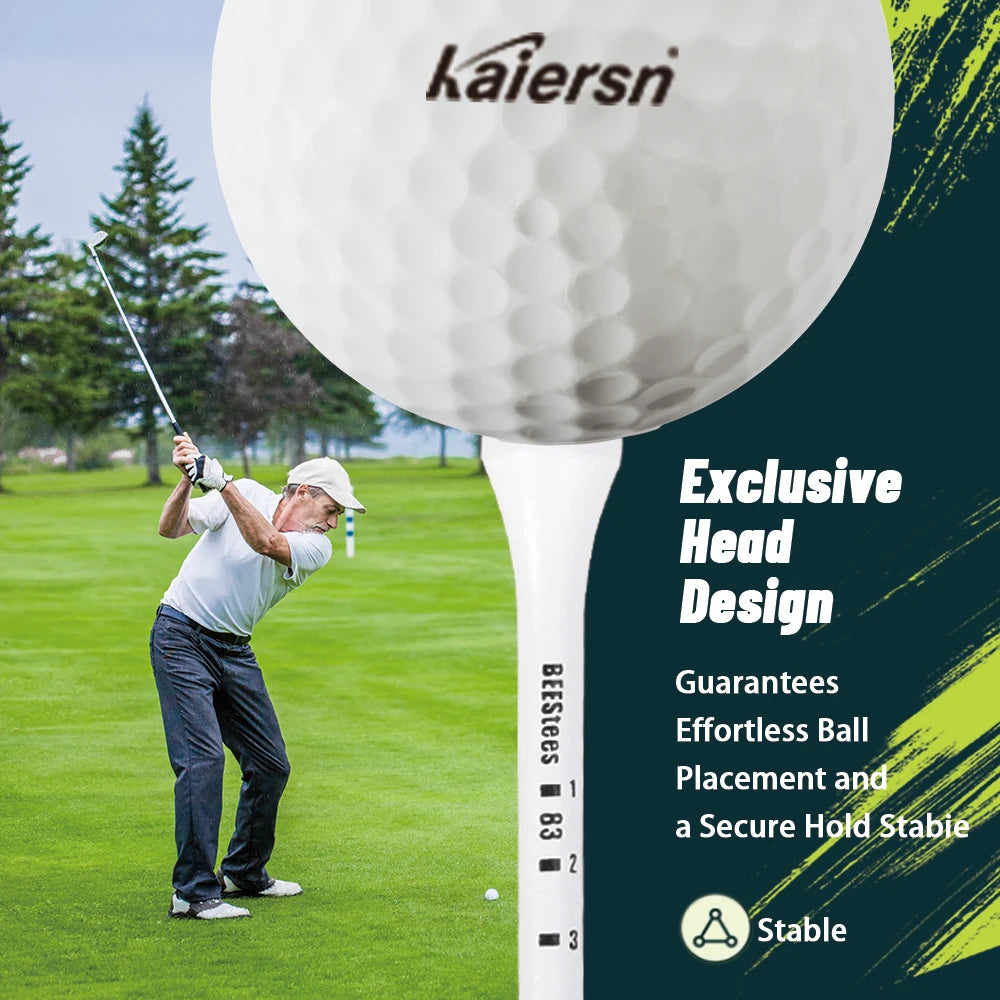 Set of 50 Premium Golf Wooden Tees with Anti-Slip Markers