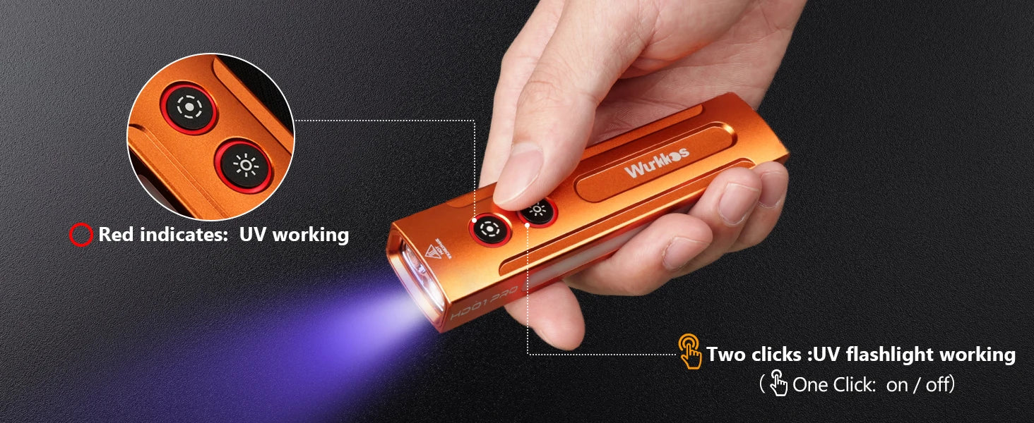 Đèn Pin Wurkkos HD01 PRO Sạc Đa Năng 1200LM RGB & UV - Daisan Mart