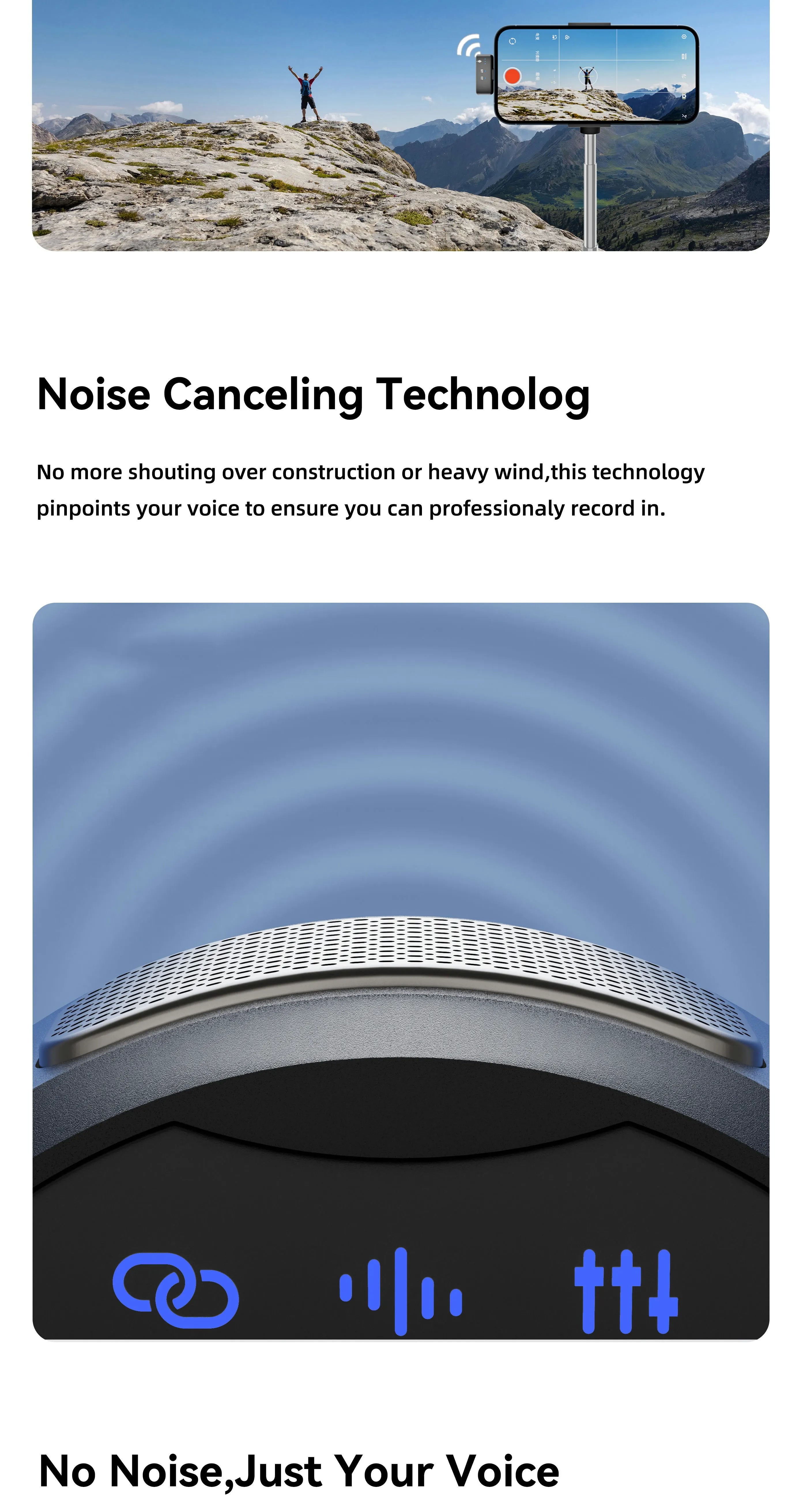Professional Noise-Canceling Wireless Microphone for Recording &amp; Interviews