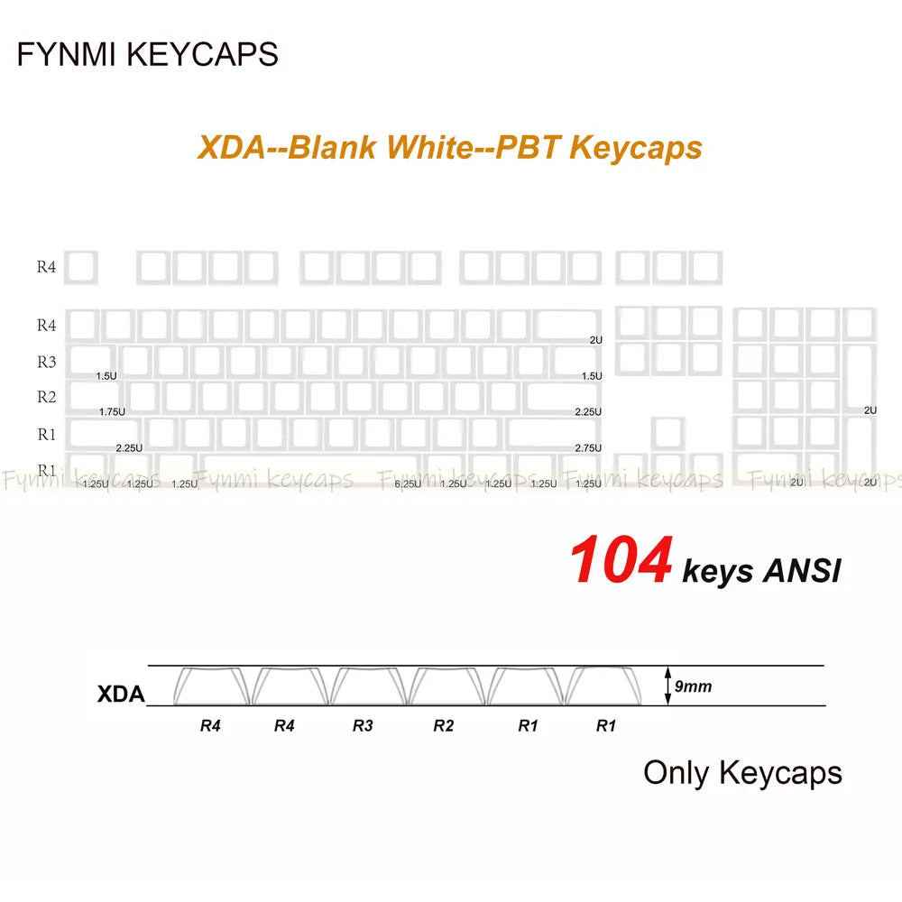 Fynmi XDA PBT White Keycaps for Mechanical Keyboard
