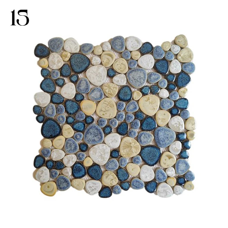 30x30cm Ceramic Pebble Mosaic Tiles Spa Pools Fish Ponds Bathrooms Anti-skid Wear-Resistant Floor Wall Decor Easy Cut Mesh Base