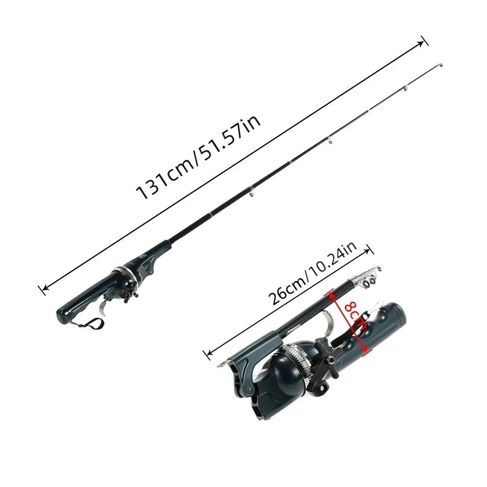 Cần Câu Gập Siêu Cứng 131cm Kèm Dây & Máy Câu