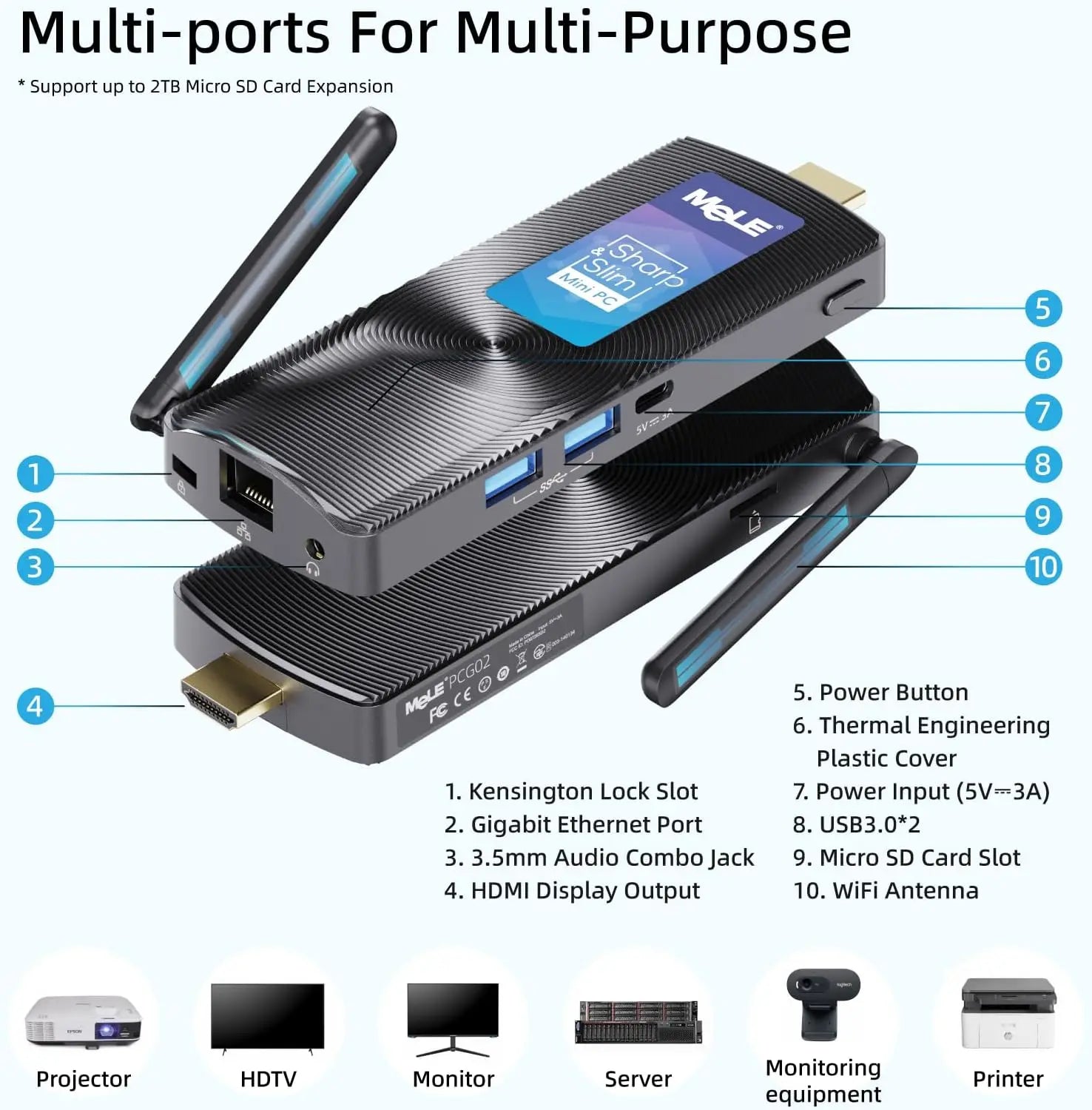 MeLE PCG02 - Fanless Mini Stick Computer Windows 11