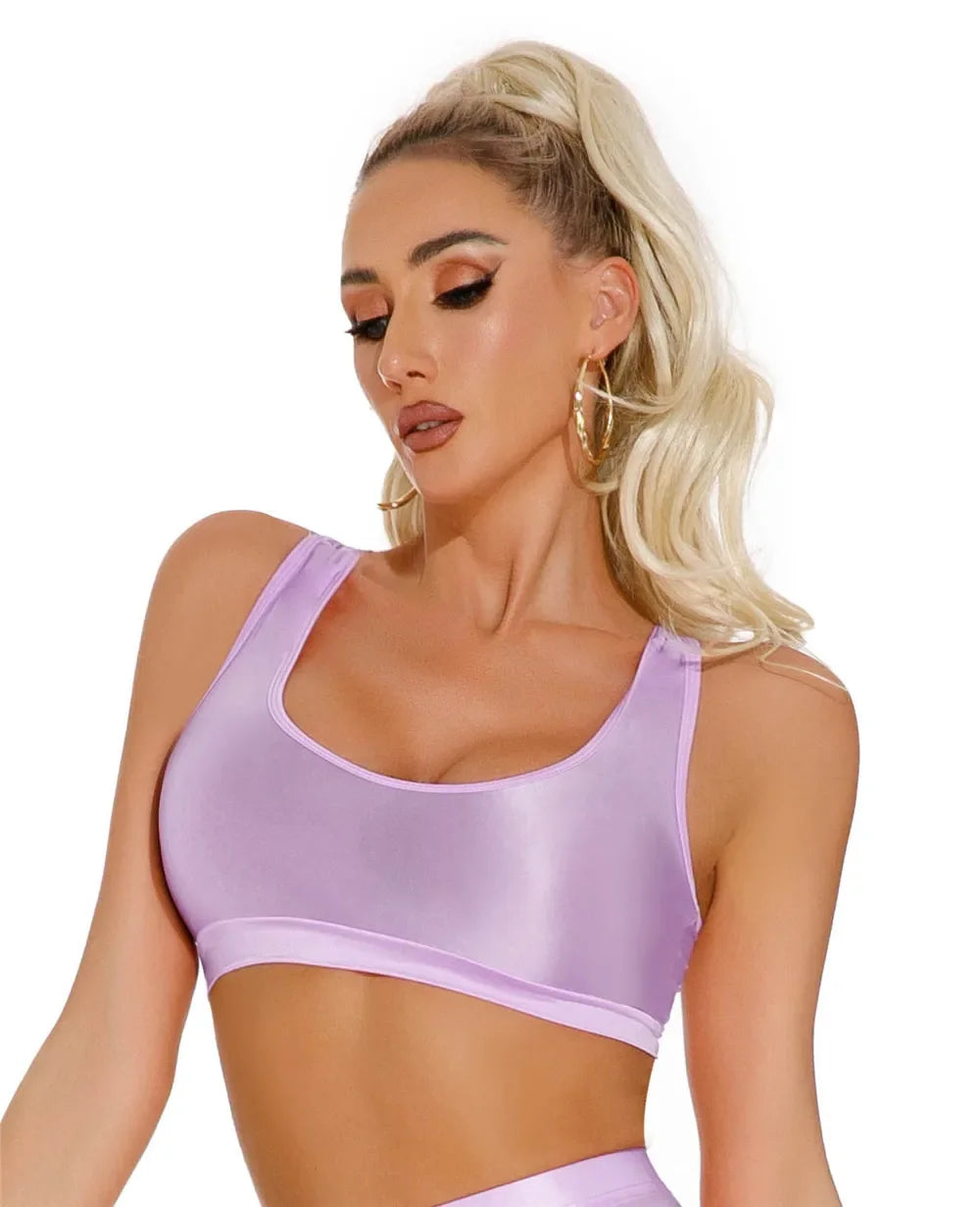 Women's Sexy Crop Top Bodycon Sports U-Neck