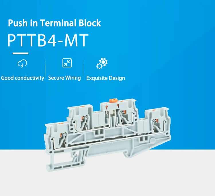 5Pcs PTTB 4-MT Double Level Knife Disconnect Terminal Block Rail Mounting Switch Electrical Connector Push-in PT 4mm PTTB4-MT - Daisan Mart