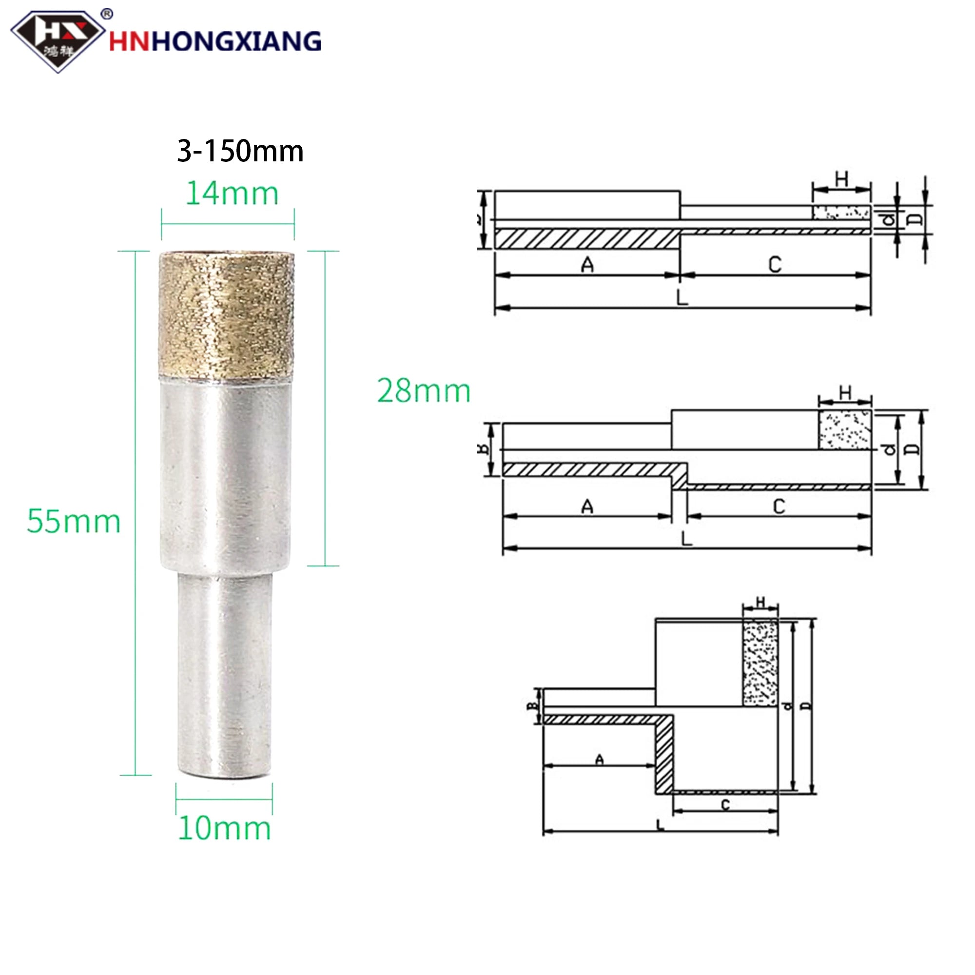 Mũi Khoan Kim Cương Thẳng HNHONGXIANG Cho Kính, Gạch - Daisan Mart