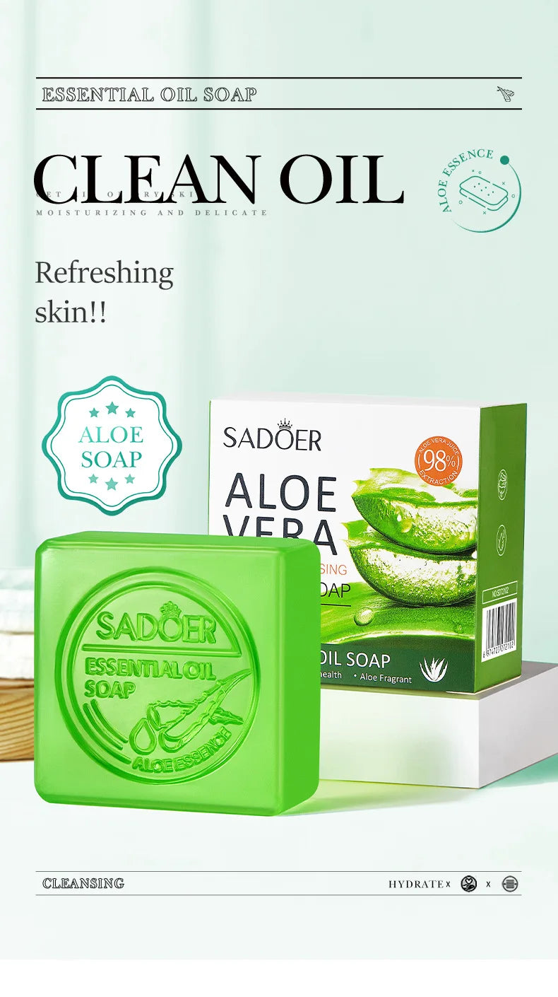 Aloe Vera Smooth Cleansing Natural Soap Cleansing Smooth Handmade Essential Oil Soap100g - Daisan Mart
